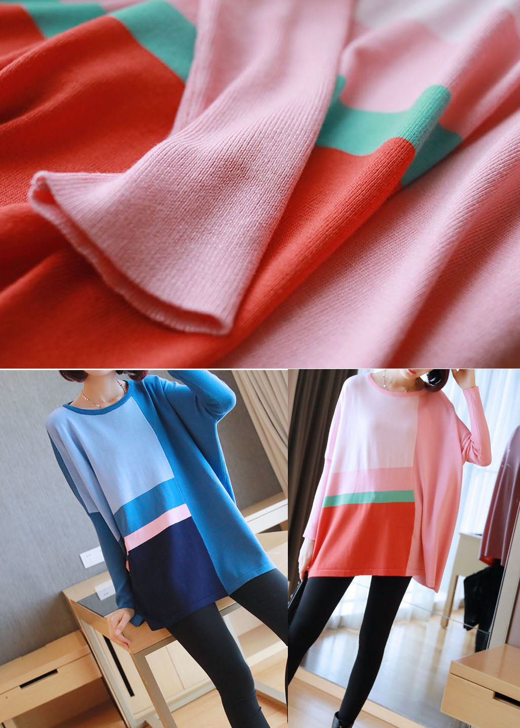 Women Pink Oversized Print Knit Tops Spring LY1467 - fabuloryshop