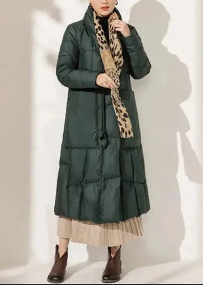 Women Red Button Pockets Patchwork Duck Down Coat Winter Ada Fashion