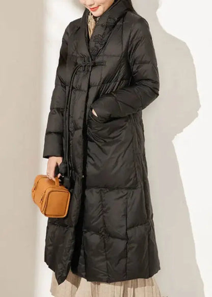 Women Red Button Pockets Patchwork Duck Down Coat Winter Ada Fashion