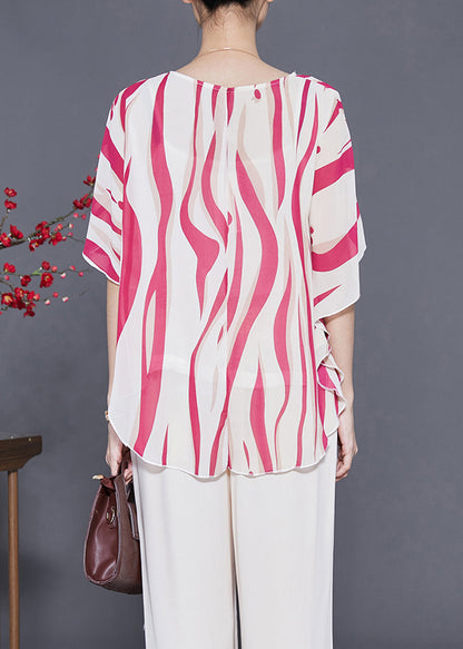 Women Red Oversized Striped Silk Tank Tops Summer LY3606 - fabuloryshop