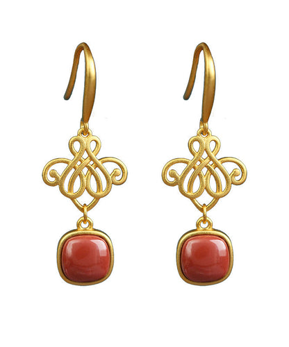 Women Red Sterling Silver Agate Butterfly Drop Earrings LY2211 - fabuloryshop