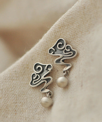 Women Silk Sterling Silver Xiang Yun Drop Earrings LY2254 - fabuloryshop