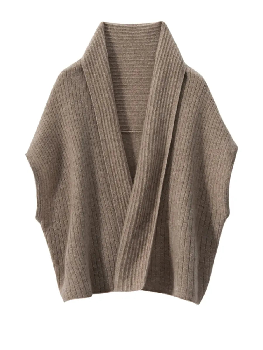 Women Solid Casual Cashmere Knitted Shawl Cardigan Ada Fashion