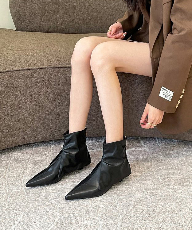 Ankle Boots Khaki Faux Leather Pointed Toe