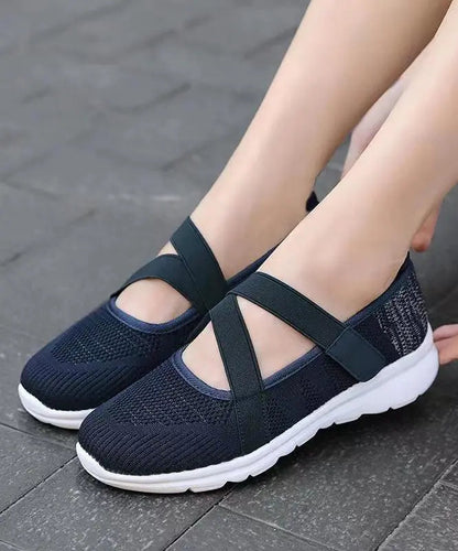 Women Splicing Flat Shoes Red Comfy Breathable Mesh Ada Fashion