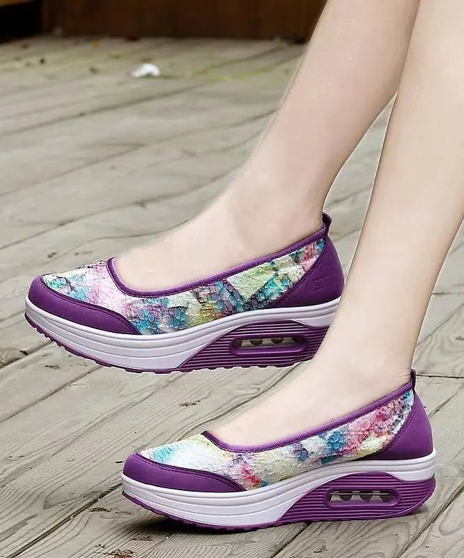 Women Splicing Platform Purple Breathable Mesh Ada Fashion