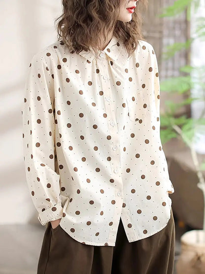 Women Spring Artsy Dot Long Sleeve Shirt Ada Fashion