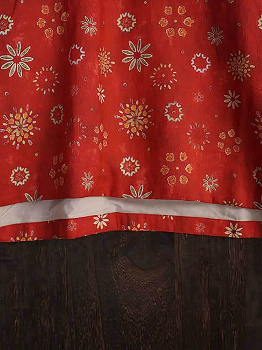 Women Spring Vintage Floral Ramie Padded Coat Ada Fashion