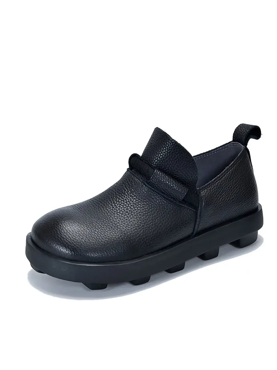 Women Spring Vintage Genuine Leather Solid Shoes Ada Fashion