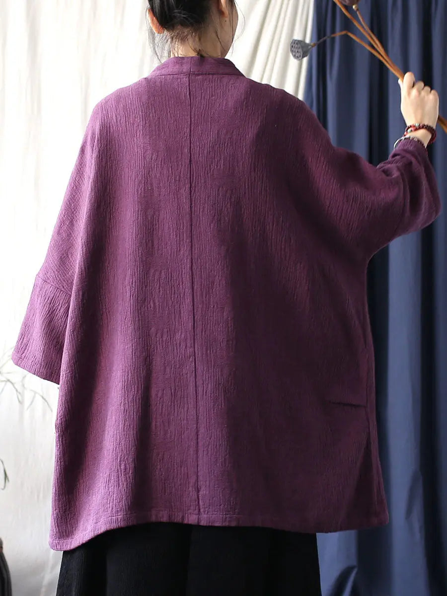 Women Spring Vintage Solid V-Neck Long Coat Ada Fashion