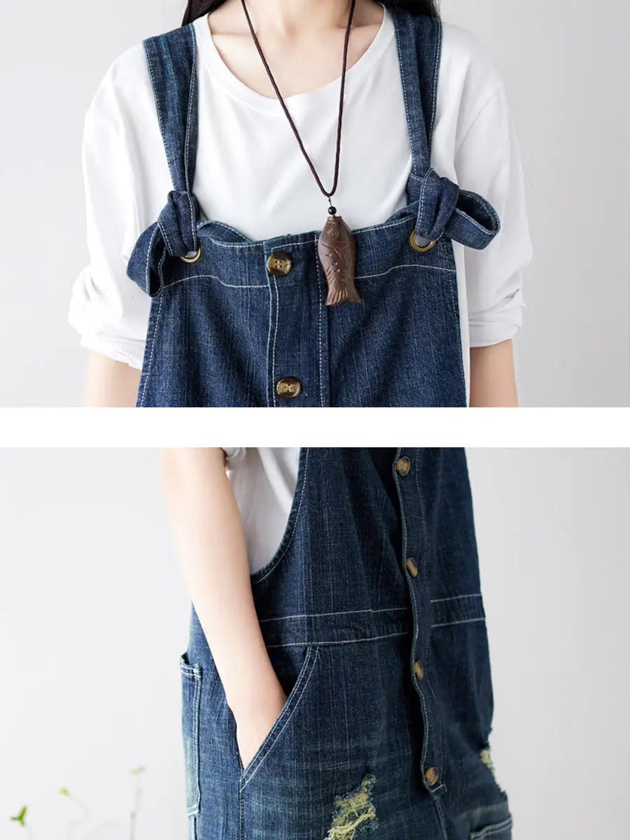 Women Spring Worn Spliced Denim Jumpsuits Ada Fashion