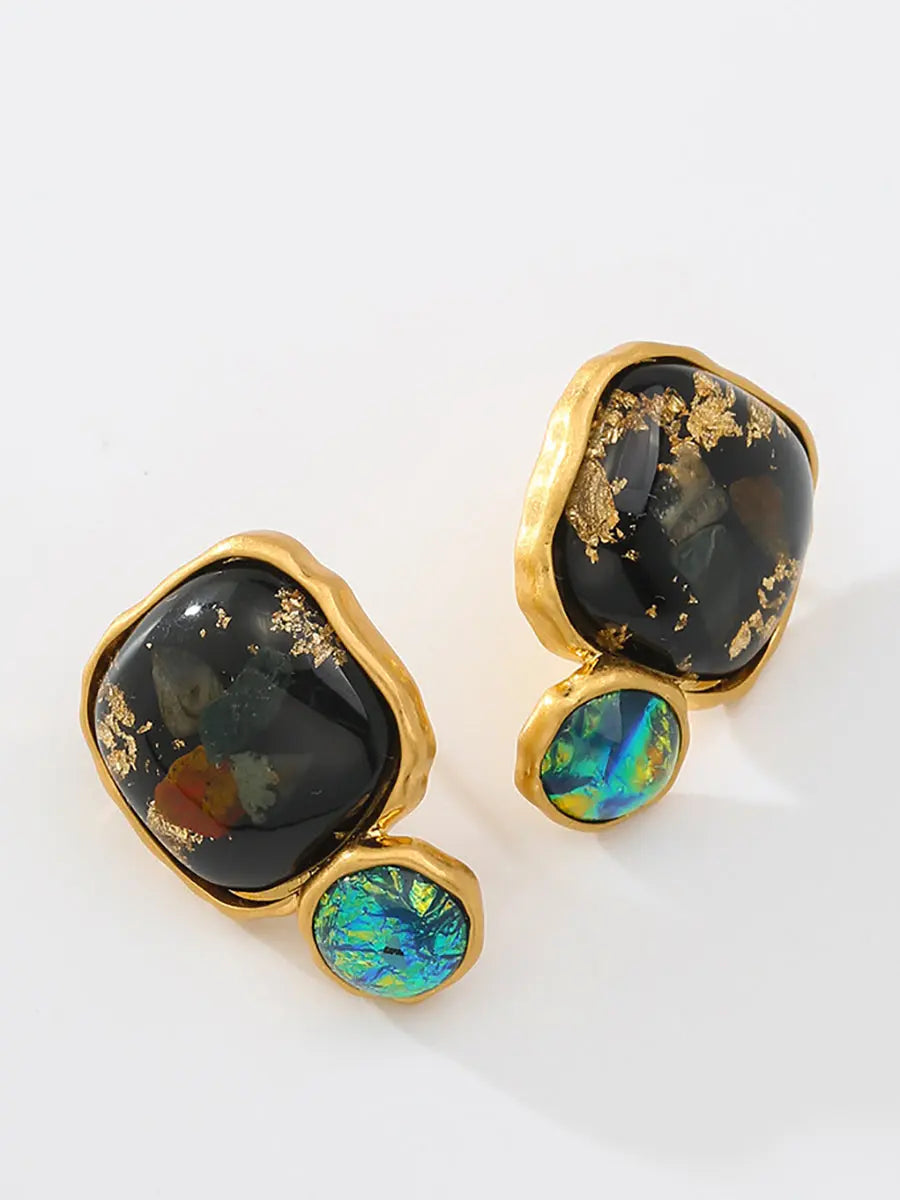 Women Vintage Copper Resin Sliver Earrings Ada Fashion