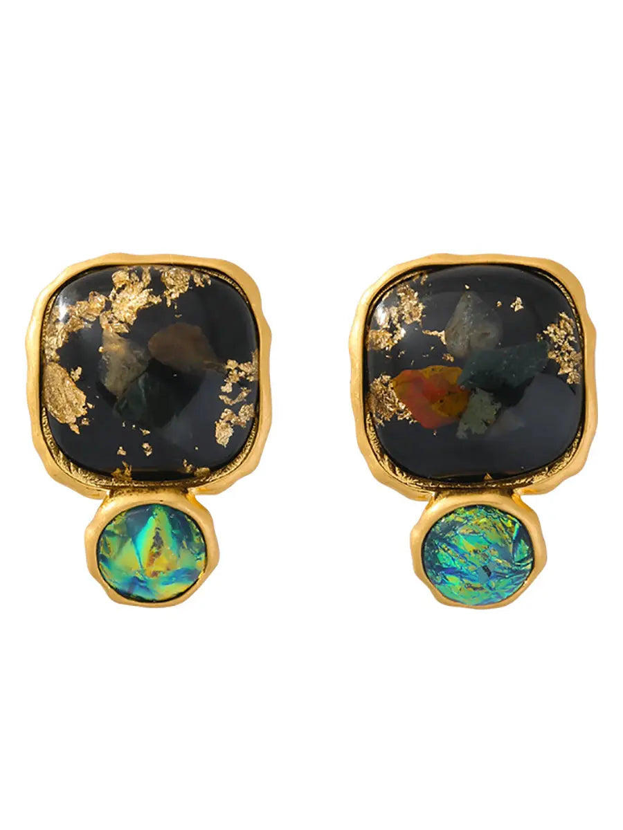 Women Vintage Copper Resin Sliver Earrings Ada Fashion