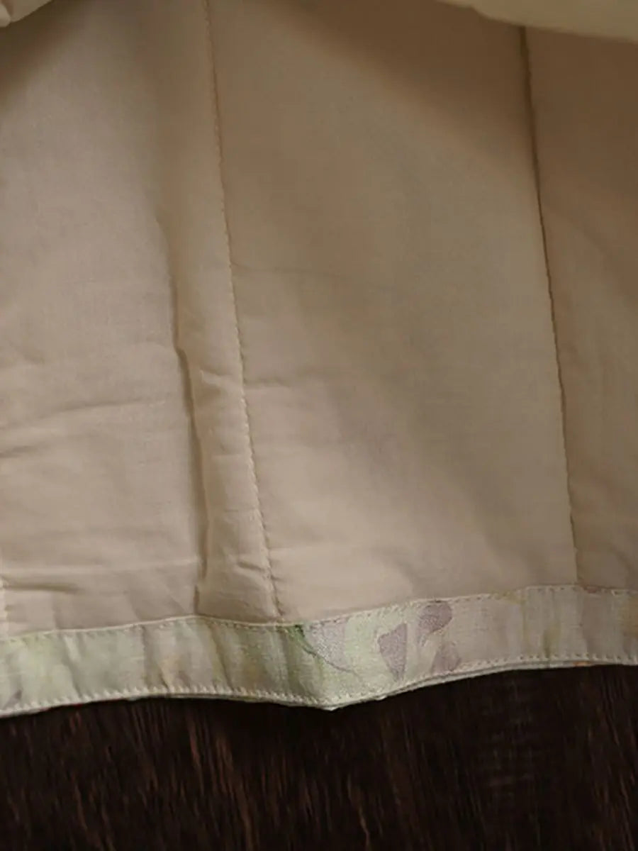 Women Vintage Winter Floral Print Ramie Padded Coat Ada Fashion