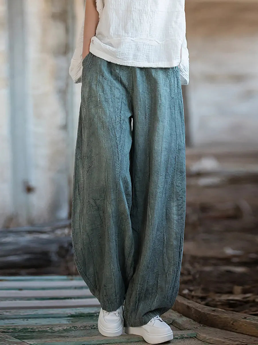 Women Vintage Winter Tie-dye Fleece-lined Harem Pants Ada Fashion