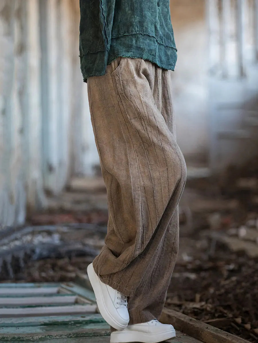 Women Vintage Winter Tie-dye Fleece-lined Harem Pants Ada Fashion