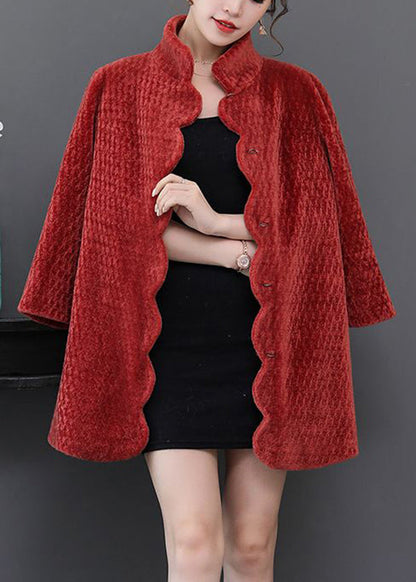 Women Watermelon Red Oversized Thick Cashmere Jackets Winter Ada Fashion