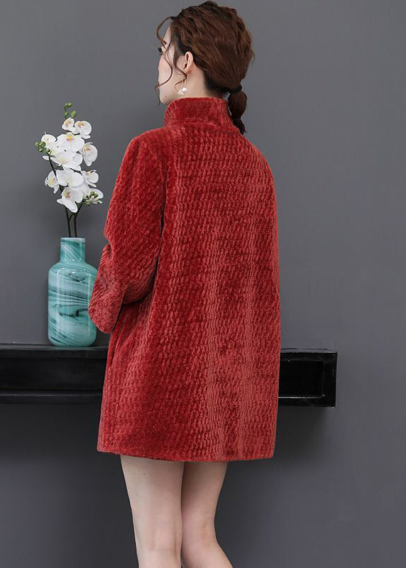 Women Watermelon Red Oversized Thick Cashmere Jackets Winter Ada Fashion