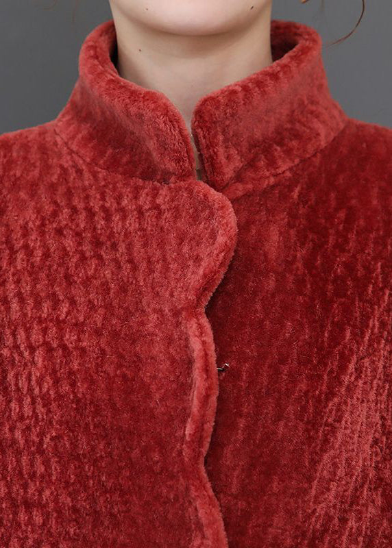 Women Watermelon Red Oversized Thick Cashmere Jackets Winter Ada Fashion