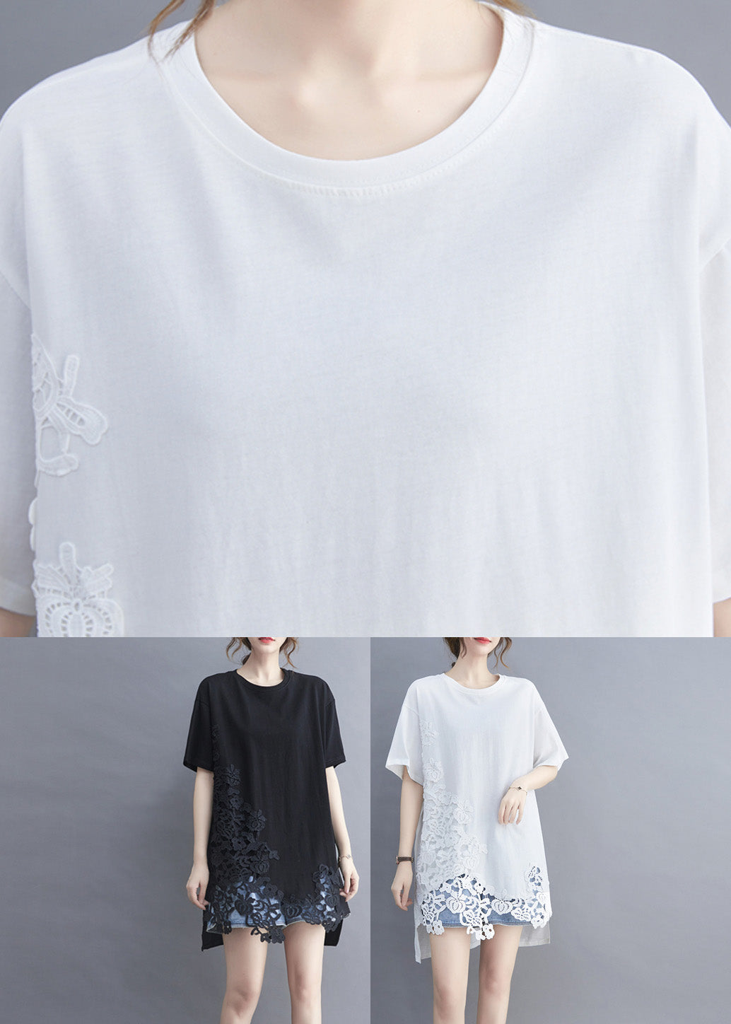 Women White Hollow Out Solid T Shirts Summer LY6013 - fabuloryshop