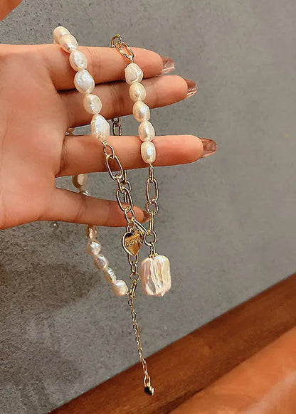 Women White Overgild Pearl Pendant Necklace Ada Fashion