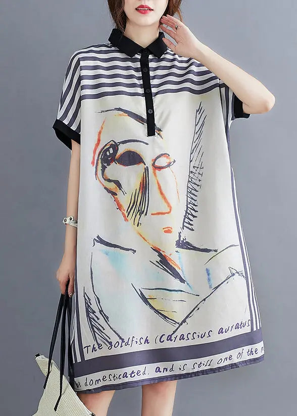 Women White Oversized Print Cotton Maxi Dress Summer Ada Fashion