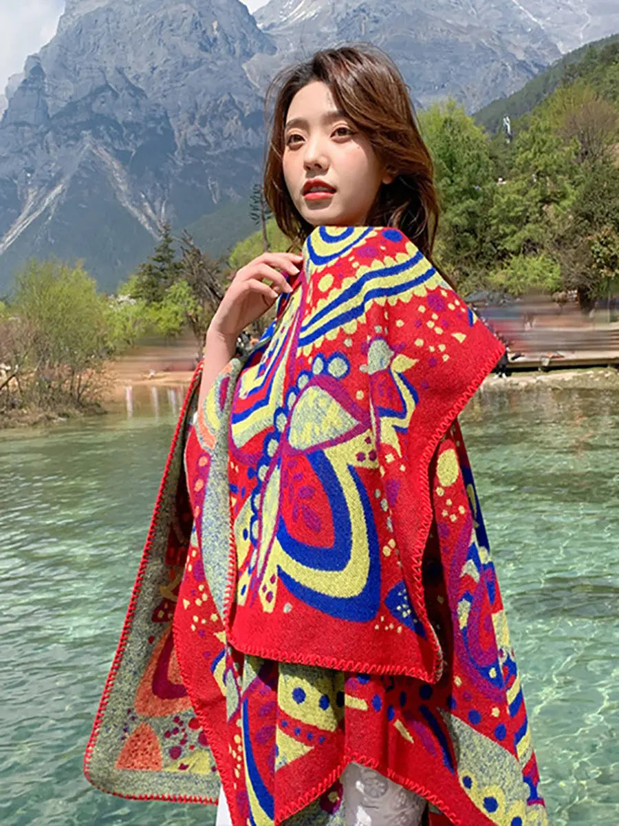 Women Winter Artsy Print Shawl Scarf Ada Fashion