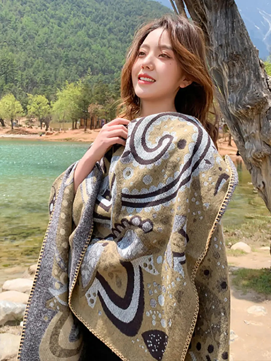 Women Winter Artsy Print Shawl Scarf Ada Fashion