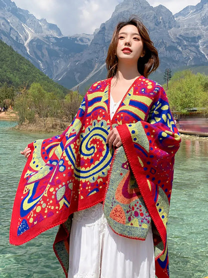 Women Winter Artsy Print Shawl Scarf Ada Fashion