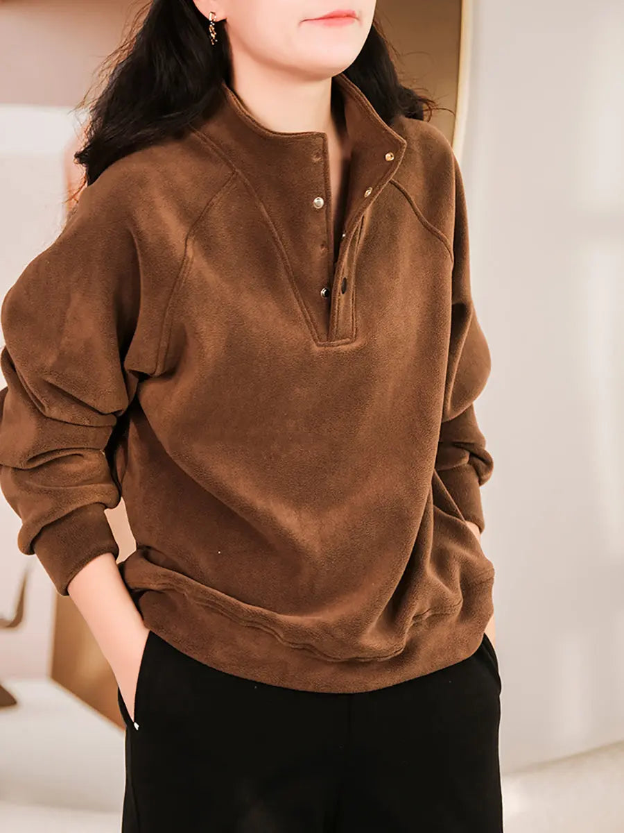 Women Winter Solid Warm Thicken Sweatshirt Ada Fashion