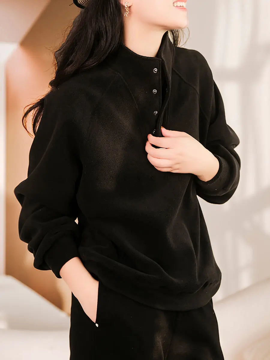 Women Winter Solid Warm Thicken Sweatshirt Ada Fashion