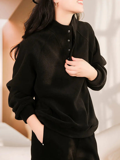 Women Winter Solid Warm Thicken Sweatshirt Ada Fashion