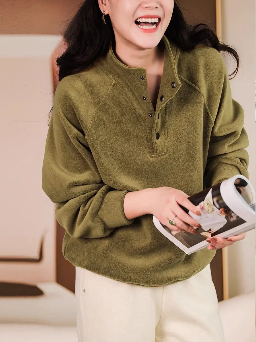 Women Winter Solid Warm Thicken Sweatshirt Ada Fashion