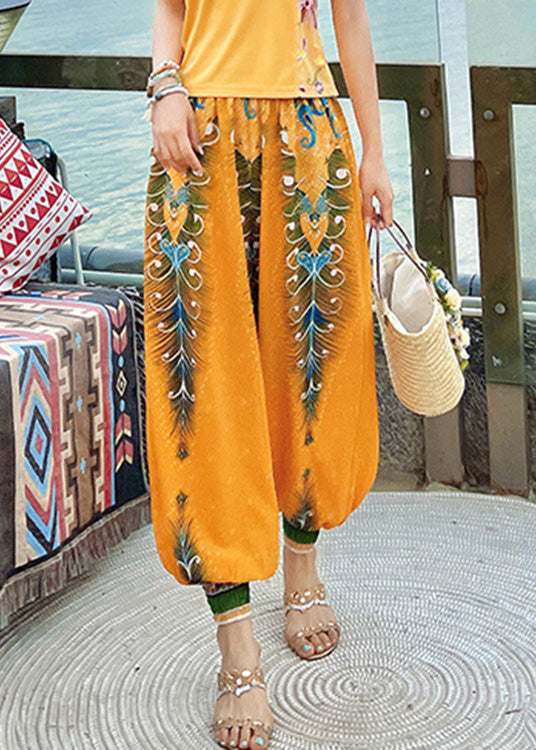 Women Yellow High Waist Print Lantern Pants Spring LY0191 - fabuloryshop