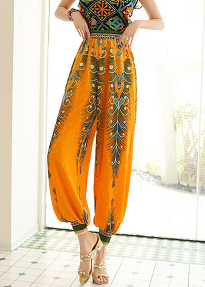 Women Yellow High Waist Print Lantern Pants Spring LY0191 - fabuloryshop