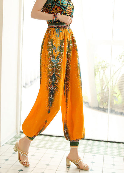 Women Yellow High Waist Print Lantern Pants Spring LY0191 - fabuloryshop