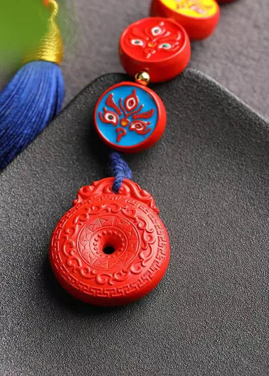 Wulu Caishen Cinnabar Car Hanging Tianzhu Ping An Buckle Embossing Ada Fashion