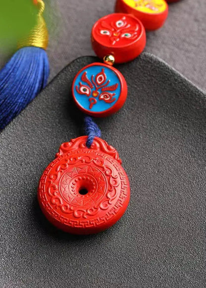 Wulu Caishen Cinnabar Car Hanging Tianzhu Ping An Buckle Embossing Ada Fashion