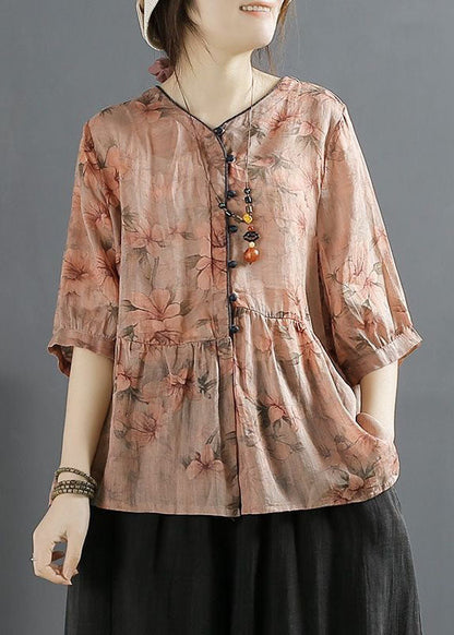 Yellow Button Patchwork Linen Shirts Top V Neck Wrinkled Summer LY4109 - fabuloryshop