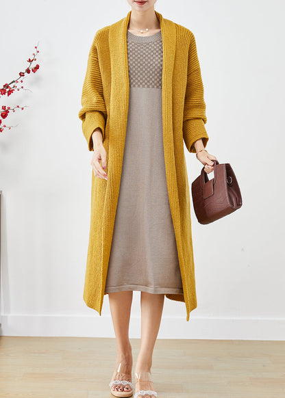 Yellow Knit Loose Cardigans Peter Pan Collar Fall Ada Fashion