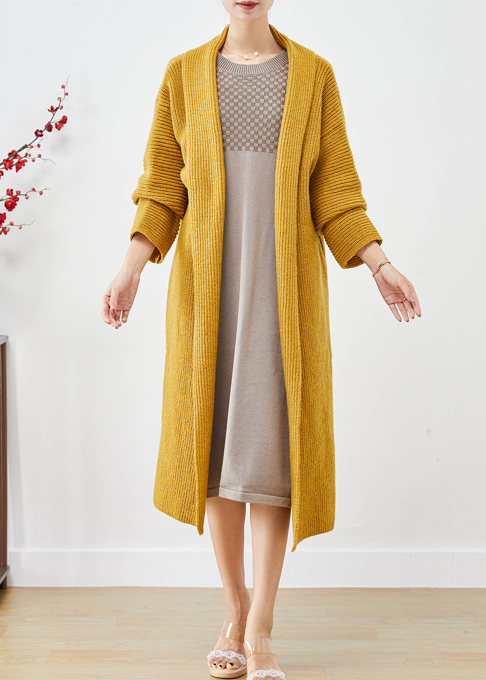 Yellow Knit Loose Cardigans Peter Pan Collar Fall Ada Fashion