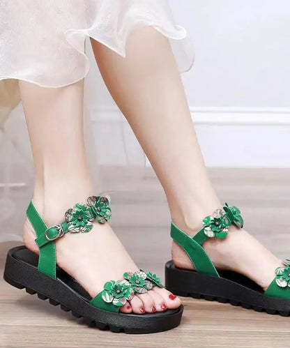 Yellow Sandals Platform Faux Leather Casual Splicing Floral Ada Fashion