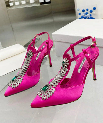 Yellow Splicing Stiletto Sandals Pointed Toe Hollow Out