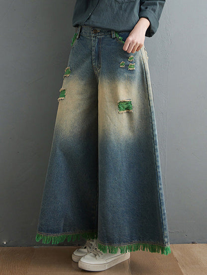 Original Split-Joint Column Wide Leg Denim Pants LY3931 - fabuloryshop