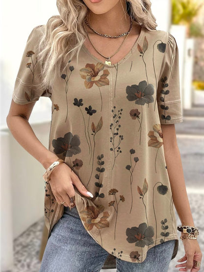 Jersey Casual Loose Floral Shirt  WG62 - fabuloryshop