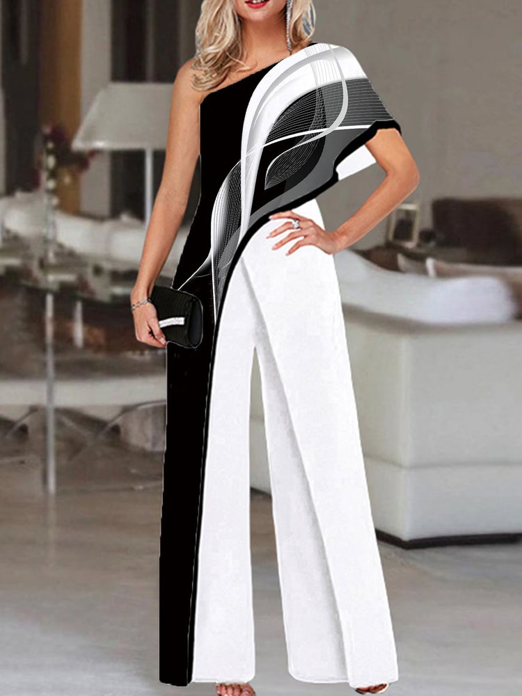 woman hit color Cotton Geometric Urban Regular Fit Jumpsuit  QN103 - fabuloryshop