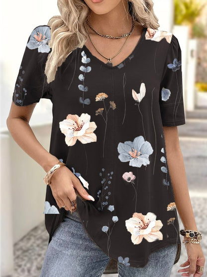 Jersey Casual Loose Floral Shirt  WG62 - fabuloryshop