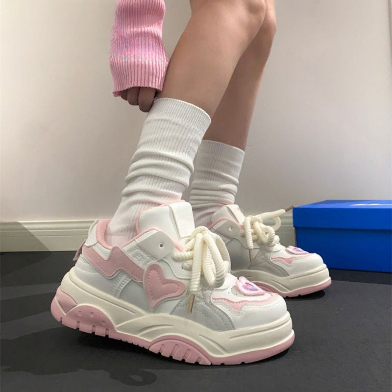 Cute Pink Heart Sneakers LY4179 - fabuloryshop
