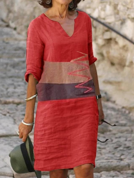 Color Contrast Casual Weaving Dress  WC111 - fabuloryshop