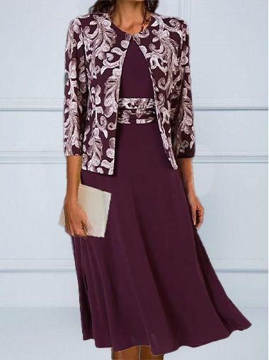 Ethnic Urban Party Formal Occasion Two-Piece Set Dress with Cardigan  QU97 - fabuloryshop
